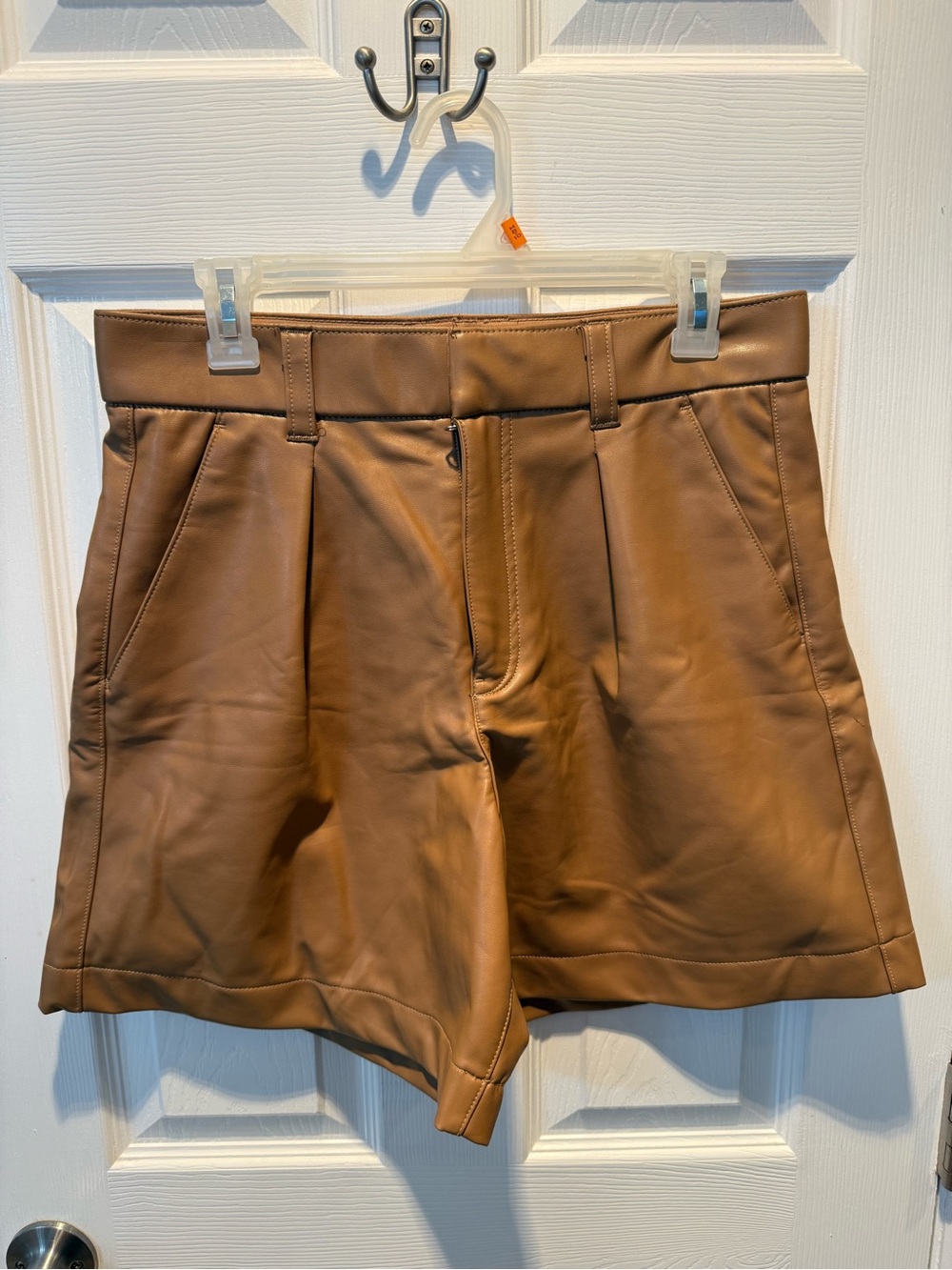 Abercrombie & Fitch Tan Faux Leather Flat Front Shorts